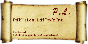 Pápics Lóránt névjegykártya