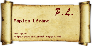 Pápics Lóránt névjegykártya