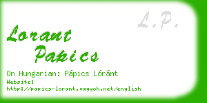 lorant papics business card